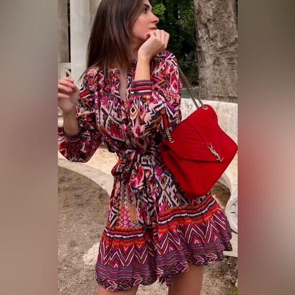 Zara PIPED DETAIL PRINTED DRESS - Picture 4 of 8